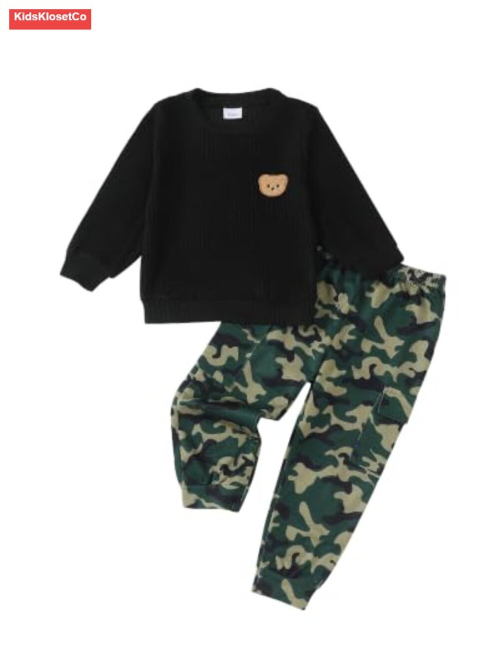 Ribbed Knit Sweatshirt & Cargo Pant Set